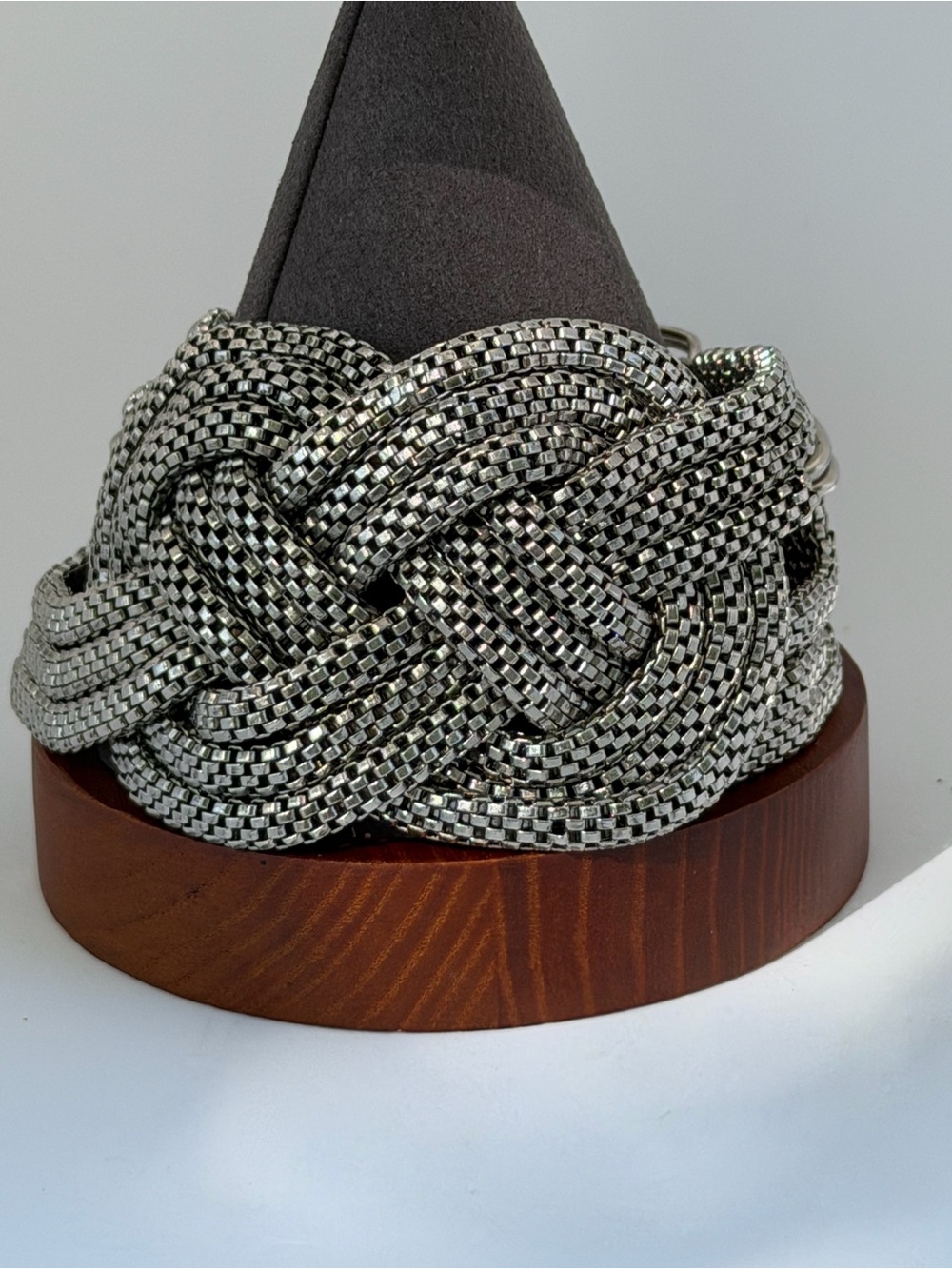 Knotted Metallic Silver Cuff Bracelet - Women Jewelry